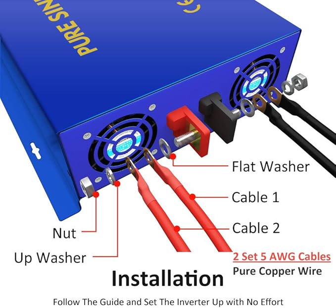 2500 Watt Pure Sine Wave Inverter 12V DC to 120V AC, 2500W Power Inverter Surge 5000W Power Converter for Solar System. (2500W 12V 120V)