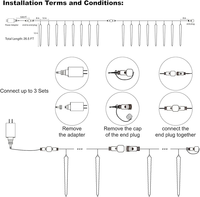 WATERGLIDE 16 Icicles Meteor Shower Lights, 12" Outdoor Christmas Icicle 384 SMD LED Crystal Ice Falling, Connectable Raindrop Iciclelight, Xmas Winter Party Tree Holiday Decor, Blue