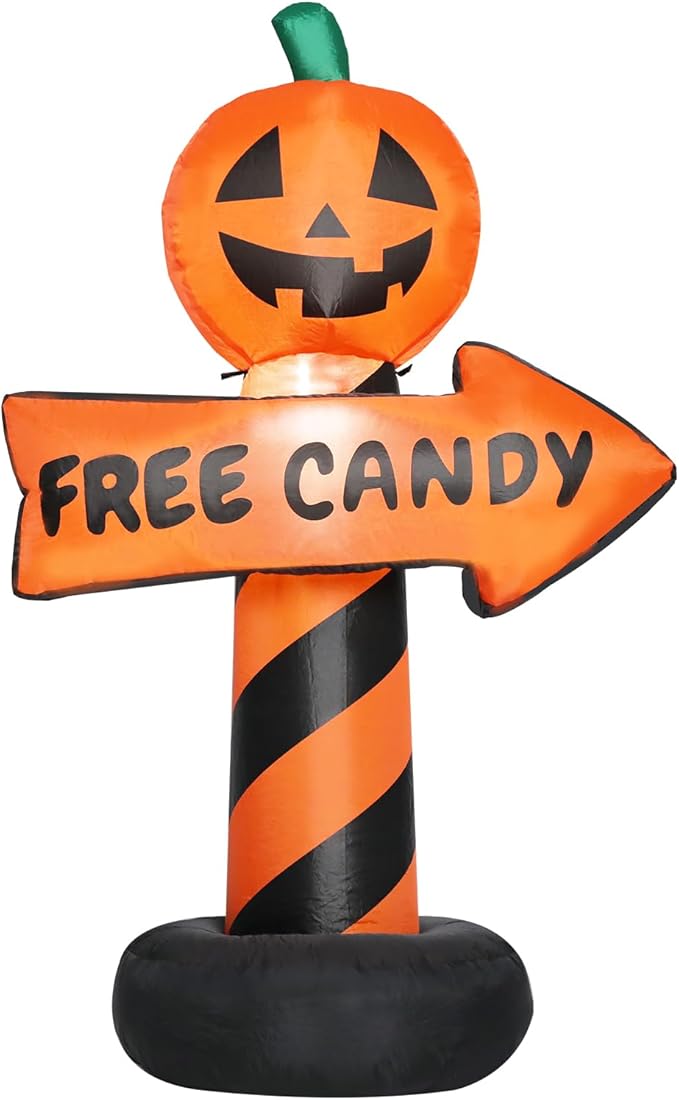 Halloween Inflatable Decoration Sign 4 FT Halloween Inflatables Outdoor Blow up Outdoor Halloween Inflatables Decorations with LED Light Built-in for Holiday Party Yard Decor