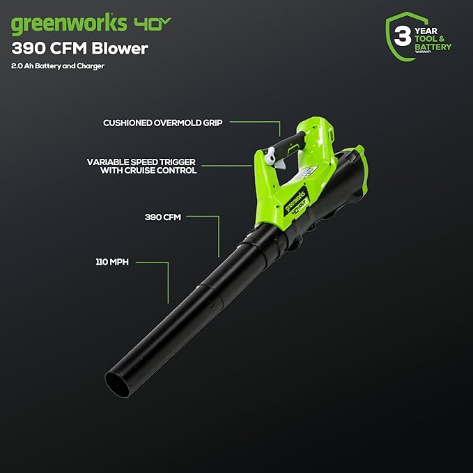 Greenworks 40V Lawn Care Combo Kit, Trimmer & Blower for Edging & Leaf Cleanup, 2.0Ah Battery & Charger (Gas-Free Yard Duo)