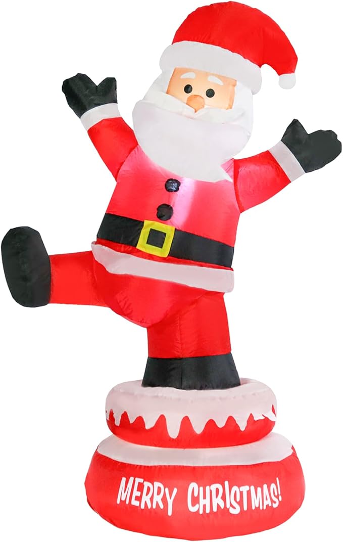 Christmas Inflatables Outdoor Decoration 5 FT High Santa Claus Rotating with LED Lights Christmas Blow Up for Lawn Garden Holiday Party Yard Xmas Decor