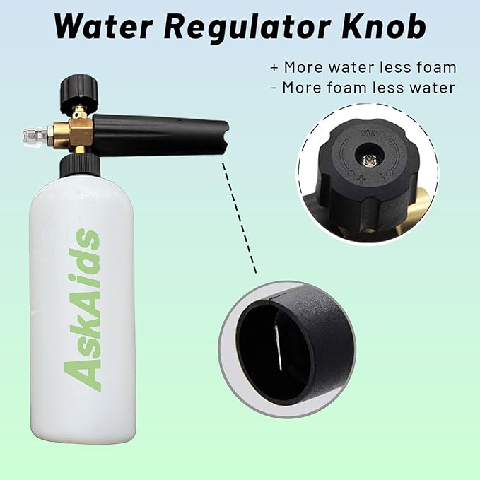 Short Pressure Washer Gun with Foam Cannon,High Pressure Wash Foam Gun with 1/4 Inch Quick Connector,5 Pressure Washer Nozzle Tip