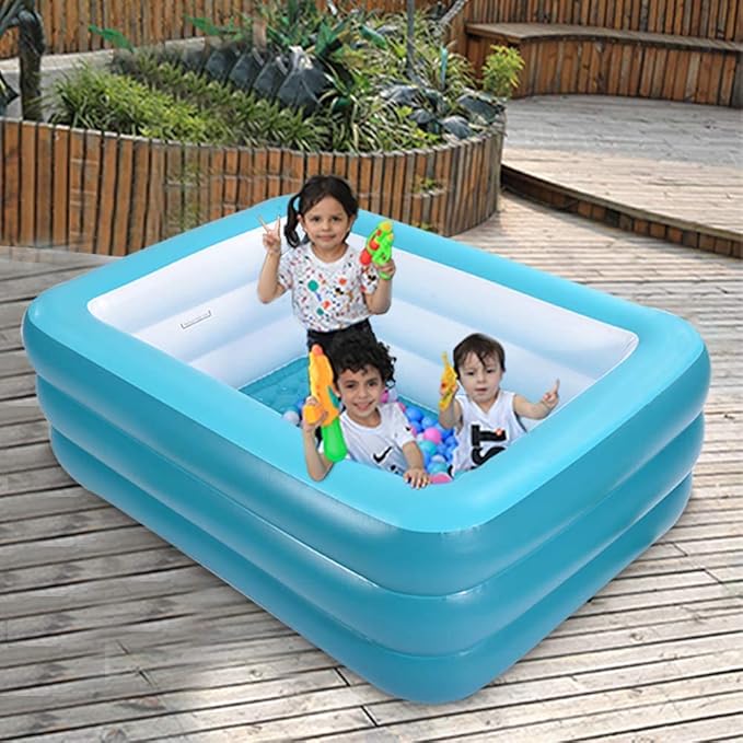 Inflatable Swimming Pool for Kids, 59" X 45" X 20" Kiddie Pools with Inflatable Soft Floor, Durable Blow Up Pools for Backyard, Garden or Indoor (Green)
