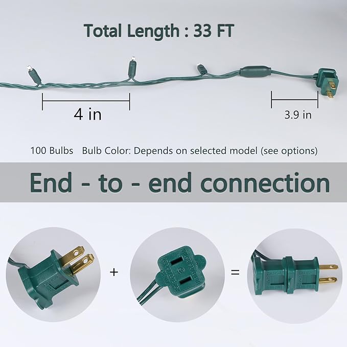 100 LED 5MM Pink Christmas Lights, 33FT Indoor/Outdoor String Light, Mini Lights for Garden, Patio, Christmas Trees - Green Wire, Commercial Grade, UL Listed