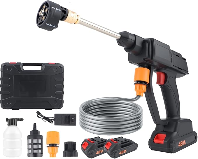 Goldmeet Cordless Portable Car Pressure Washer with Foam Cannon, 6-in-1 Nozzle, Battery Powered Cleaner for Car, Fence, Garden