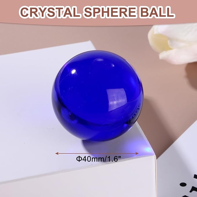 uxcell 40mm/1.6" Crystal Sphere Ball Glass Solid Decorative Sphere Crystal Ball Prop Ornament for Feng Shui Divination Fortune Telling Tabletop Fountain Decoration, Dark Blue