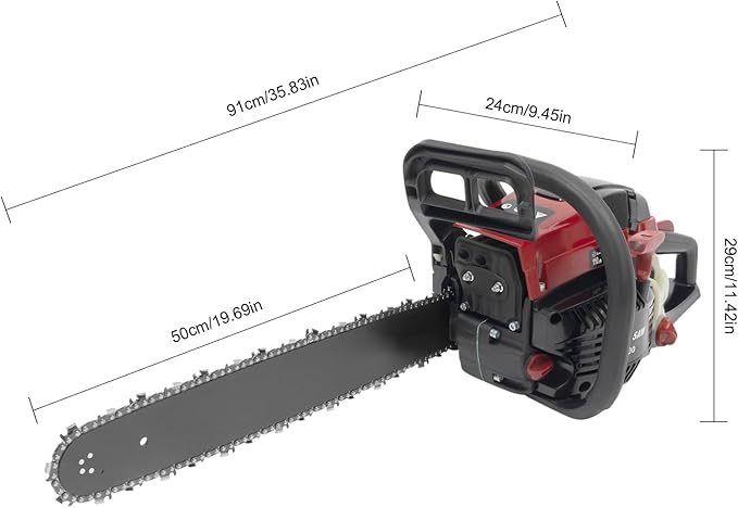 20 Inch Gas Chainsaw 58CC 2.4KW Petrol Chainsaw 2-Stroke Gas Chain Saws, Engine Chain Saw Set Gas Chainsaws for Cutting Wood Outdoor Home Farm Us (Black Red)