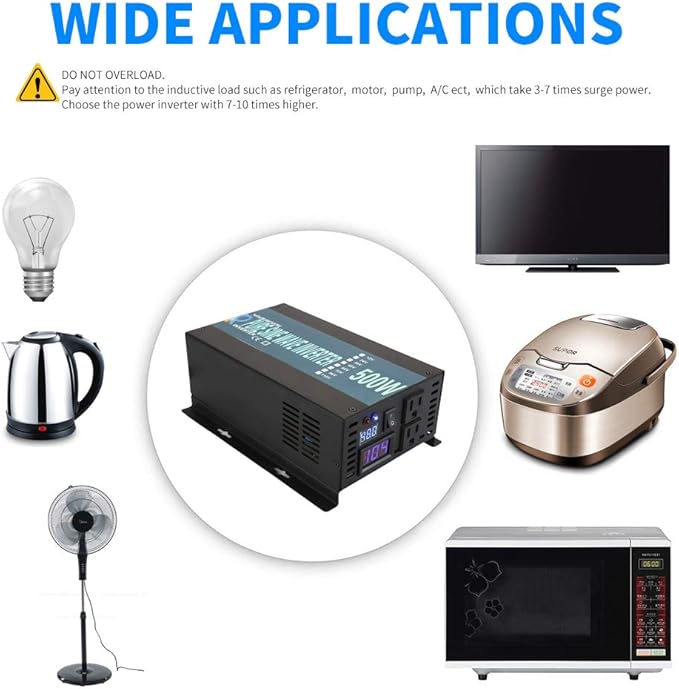 WZRELB 500W 24V 120V Pure Sine Wave Solar Power Inverter With Remote Control Switch