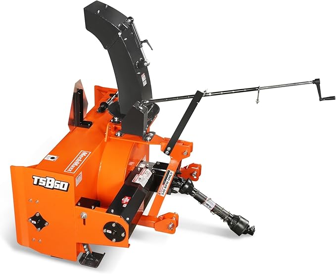 60" 3 Point PTO Snow Blower 24" Impeller Diameter 360° Snow Chute (PTO Shaft Included with Slip Clutch), 25-65 HP, Model TSB60T