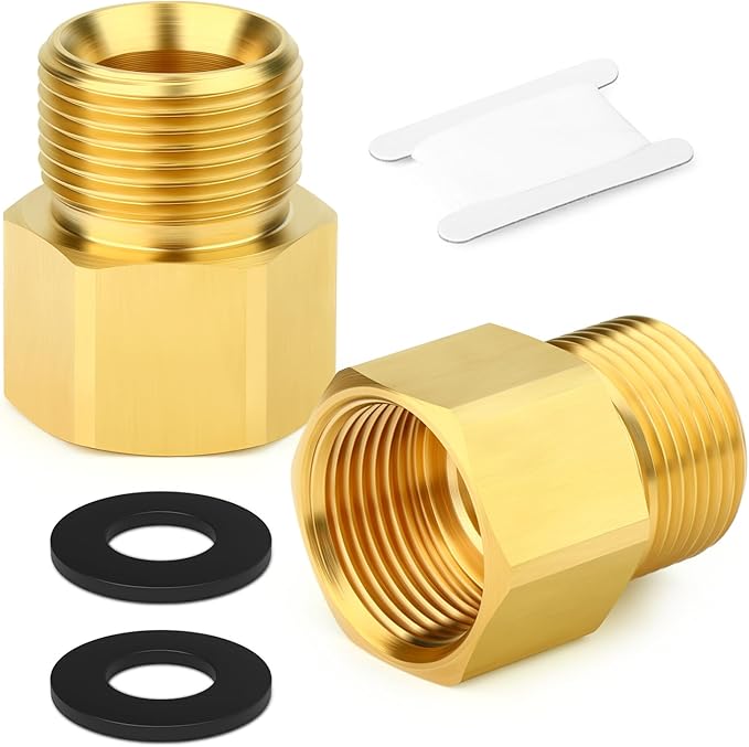 GASHER 2Pcs Brass M22 Pressure Washer Fitting,M22-14mm Male x M22-14mm Female Thread Fittings,For Pressure Washer Hose