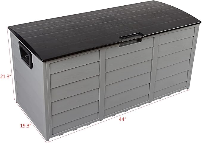75 Gallon Resin Deck Box, Waterproof Outdoor Storage Box with Wheels, Lockable Lid and Handles, Large Deck Storage for Outdoor Gear, Patio Furniture Cushion, Gardening Tools, Black