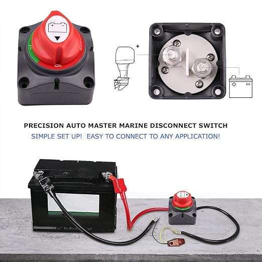 Marine Battery Disconnect Switch - Premium On-Off Position Master Cut Off - 6V 12V 24V 48V - Battery for Boat, ATV, RV, UTV, Heavy Duty Waterproof Isolato Switch, 275/1250 Amps (On-Off)