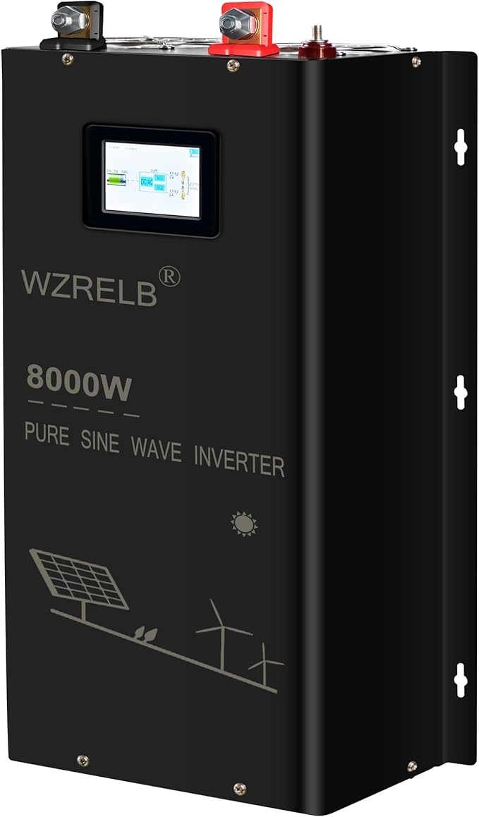 WZRELB 8000W 24V DC Split Phase Pure Sine Wave Inverter 120VAC 240VAC Output Power Converter Off Grid with High Efficiency up to 91.6%