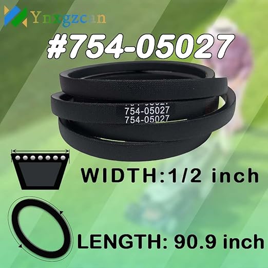 754-05027 954-05027 Drive Belt for Cub Cadet MTD Troy Bilt Craftsman - 1/2" x 90.9" - Replaces 754-05027A/B 954-05027A/B 490-501-C061 CMXGZAM501061 XT1 XT2