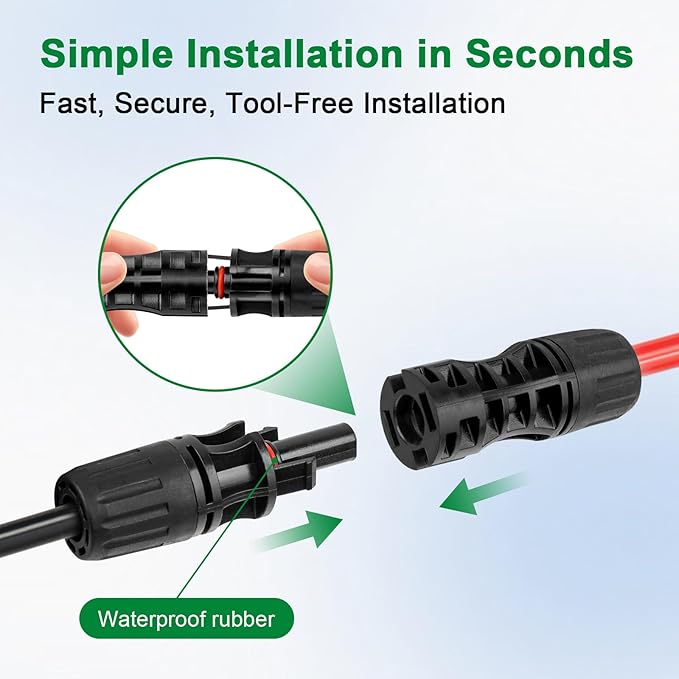 XRDS -RF Solar Extension Cable 8AWG, 100FT Red & Black Solar Panel Wire with Solar Connectors, PV Wire with Disconnect Wrenches & Extra Male/Female Connectors for RV, Camper, Inverter, Off-Grid System