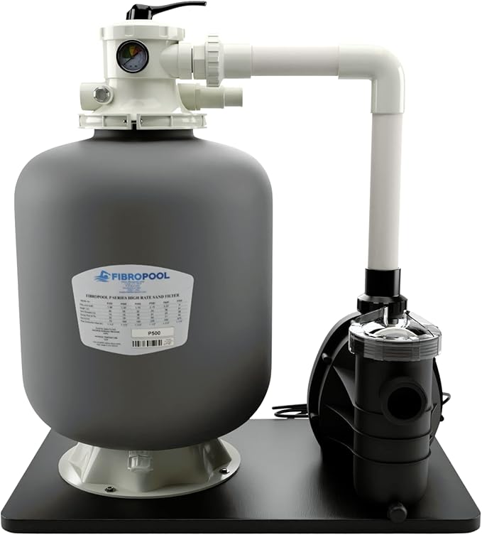 FibroPool Sand Filter Pump System For Above Ground Swimming Pools - Designed and Assembled in USA - Hose Adapters Included - High Efficiency - FSP Series (FSP18) Black
