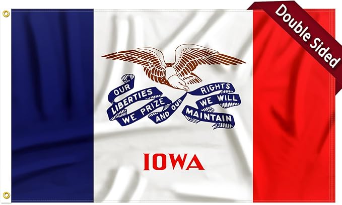 FLAGWIN Iowa Flag 3x5 FT - 3 Ply Double Sided Polyester Iowa State Flag with Brass Grommets - Vivid Color and Fade Proof State of Iowa Flags 3x5 Outdoor