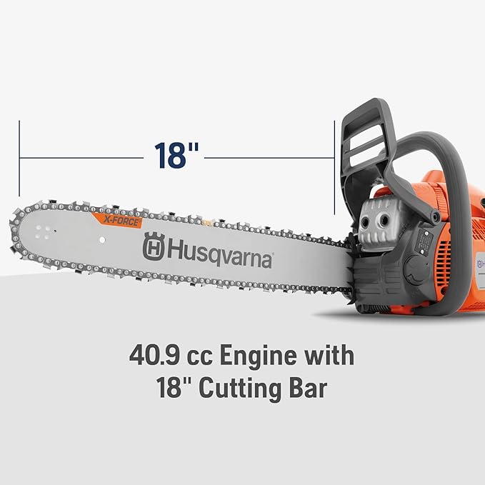 Husqvarna 440 Gas Chainsaw, 40-cc 2.4-HP, 2-Cycle X-Torq Engine, 18 Inch Chainsaw with Smart Start, For Wood Cutting and Tree Trimming, 970612318