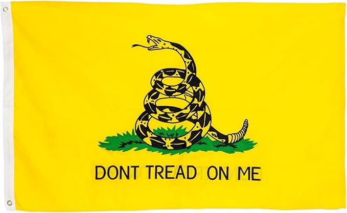 Dont Tread On Me Flag 3 x 5' ft | Gadsden Tea Party Flag | Nylon Embroidered Snake | Quadruple Stitched Fly End | 100% Guarantee | Brass Grommets for Easy Display | Premium Quality