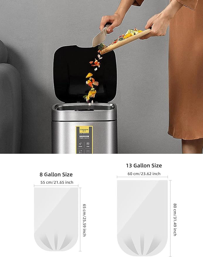 Kitchen Trash Bags 13 Gallon, 20 Counts, Flag Garbage Bags with No Flaps and No Ties, 60cm*80cm, 16.8g/pcs, Unscented, White