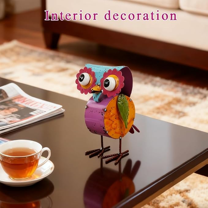 Metal Owl Statue Outdoor Garden Decor-Yard Art Gift, Funny Owl Sculpture for Patio, Lawn, Backyard- Indoor Figurine for Birthday, Housewarming, Christmas
