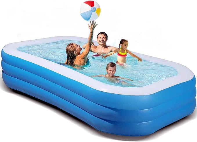 Inflatable Swimming Pool, Blow up Pools, Above Ground Swimming Pool for Family, 103 x 69 x 24 inch Full-Sized Inflatable Pool for Kids for Outdoors, Backyard