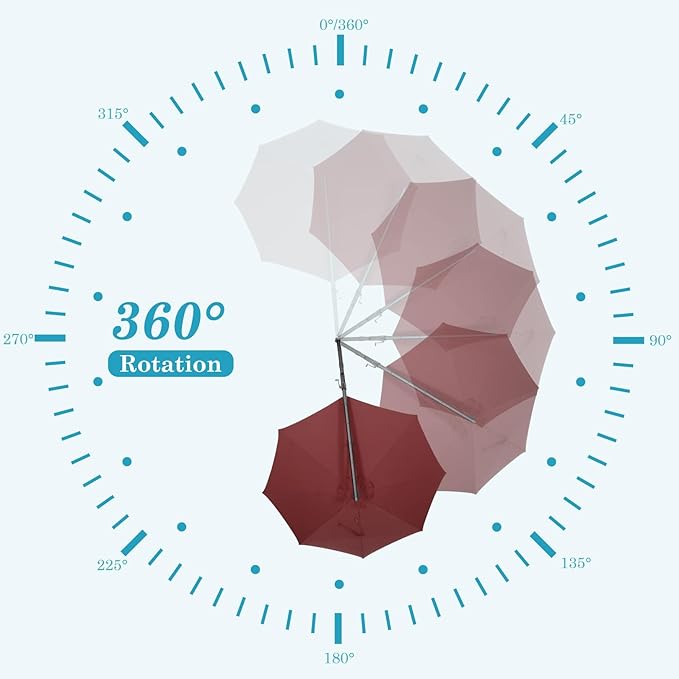 HOTIME10ft Patio Umbrella Cantilever Umbrella - Upgrade and Intensify - with 360 Rotation and 5 Angles Adjustment - Aluminum Offset Pool Umbrella Square Outdoor Umbrellas for Patio Garden Deck