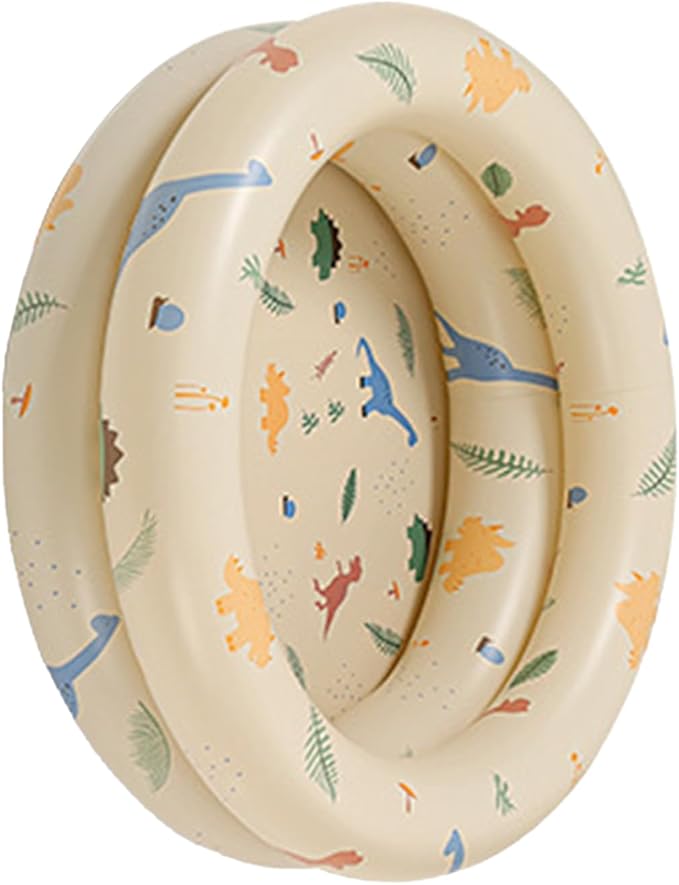 Inflatable Baby Retro Swimming Pool Family Cute Style Thickened Water Pool for Kids Indoor Outdoor Play (Beige Dinosaur)