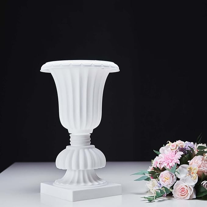 Efavormart 2 Pack - 20" PVC Urn Planter, Floral Pedestal Flower Pot White Plant Stand for Wedding, Party, Event, Home, Stage, Garden, Balcony Decoration