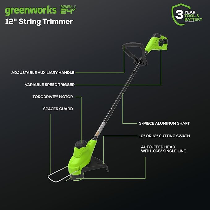 Greenworks 48V (2x24V) All-in-One Cordless Combo - 20" Push Lawn Mower, 12" Trimmer, 320 CFM Blower & 500 Lumen Lantern