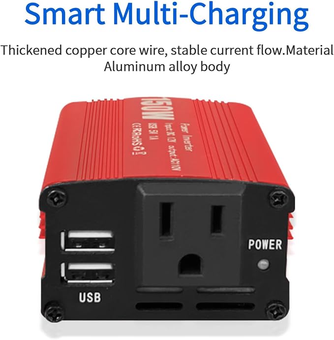 Car Power Inverters, 2000W/3000W Inverter 12v DC to 110v AC Converter with 3 AC Outlets 4 USB Port DC 5V/4.8A,Power Inverter 2000w,Car Power Converter for Truck/Home/Vehicles/Laptop Trip(150)