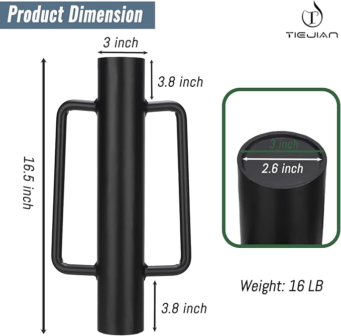 Fence Post Driver T Post Pounder with Handle 16 LB, Heavy Duty Hand Post Rammer for Wooden Posts/U-Channels/Fence Posts, 16 Inch Post Hole Digger (Black)