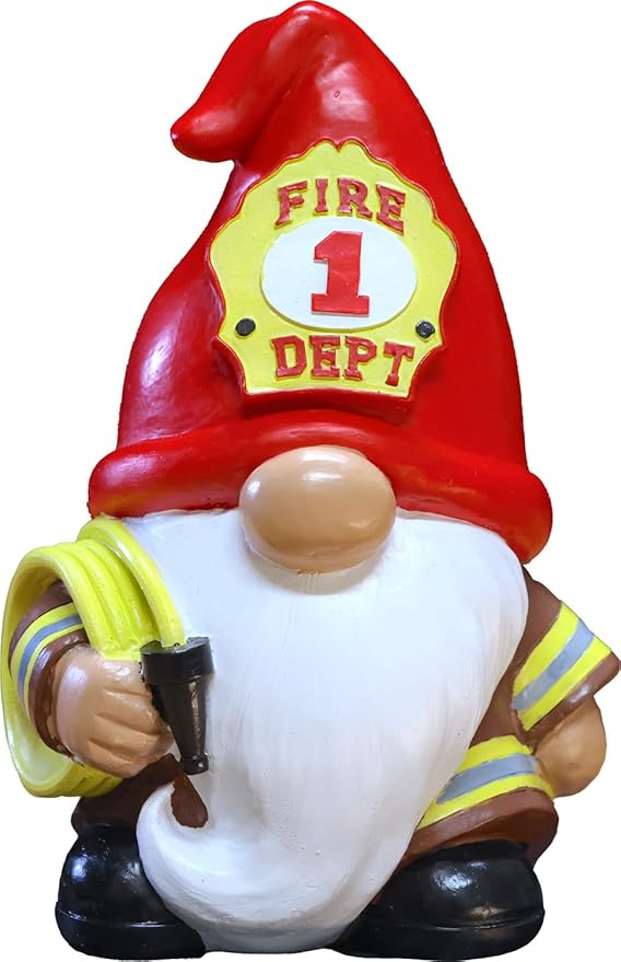 Spoontiques - Decorative Garden Statue - Colorful Home Décor for Indoor or Outdoor Use - Patio Decoration - Garden Accessory - Fireman Gnome
