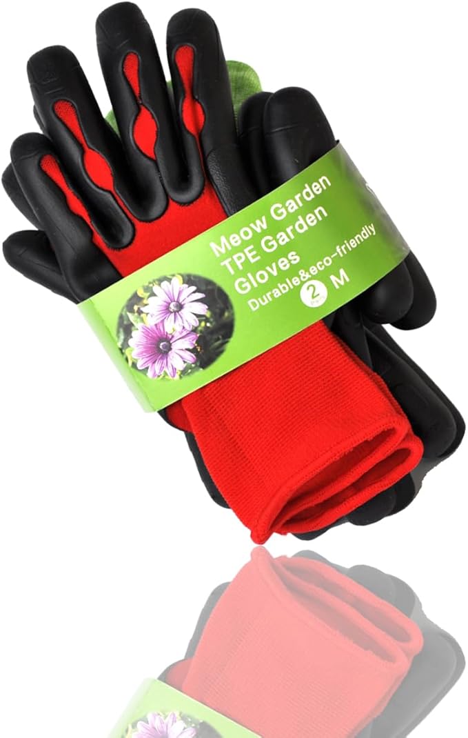 2 Pairs Medium Garden Gloves For Men Women Thorn Proof With TPE Safty Material Coated, Heavy Duty Gardening Gloves For Yard,Outdoor Work Glove With Grip For Weeding, Digging, Raking And Pruning