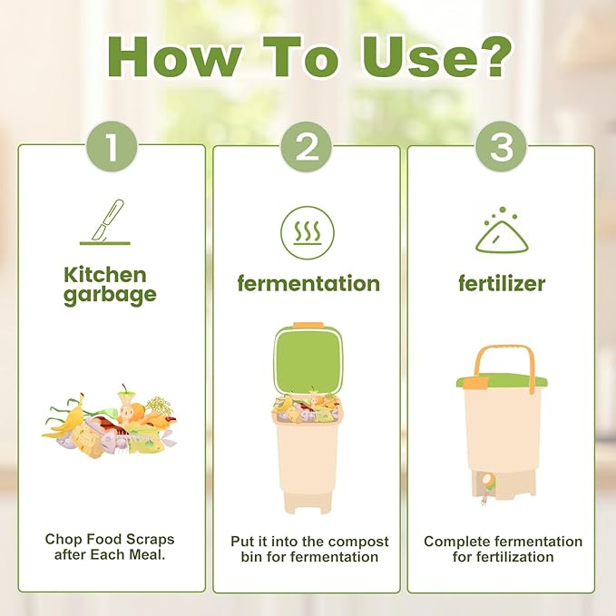 Compost Bin Outdoor, 15L Garden Composting Bin Bags, Breathable Screen Window Reusable Garden Yard Waste Bags Speed Up Composting & Reduce Odors, Indoor Small Kitchen Compost Bin with Lid, Beige