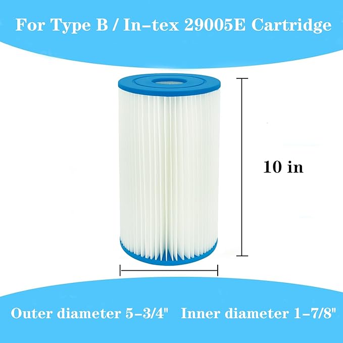 Type B Replacement Pool Filter Cartridge for in-tex 29005E Swimming Pool Filter 2500 GPH Filter Pumps Above Ground Pools (3 Pack)