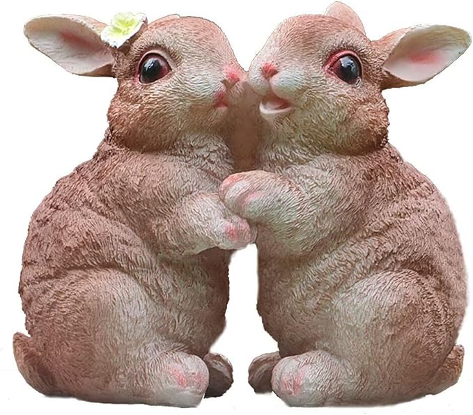 Garden Statues Bunny Decor Resin Dance Rabbit Figurine Cute Fairy Garden Decor Outdoor Statues for Patio Yard Porch Balcony Gifts for Women Mom Grandma Brown