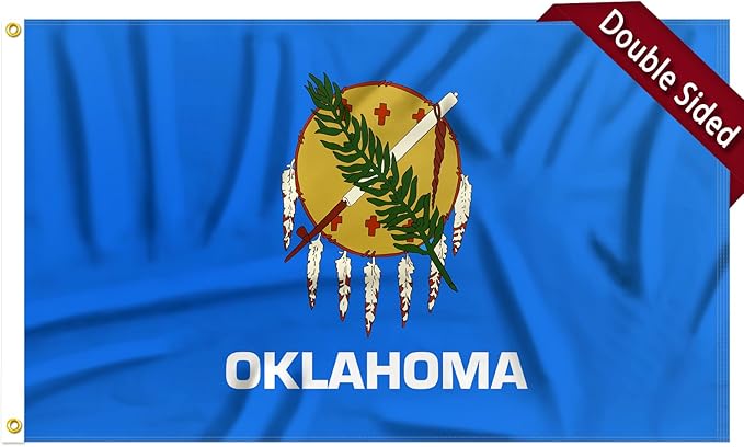 FLAGWIN Oklahoma Flag 3x5 FT - Double Sided Polyester Oklahoma State Flag Outdoor 3 Ply - Vivid Color and Fade Proof State of Oklahoma Flags with Brass Grommets