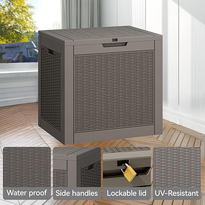31 Gallon Outdoor Storage Box, Resin Deck Boxes Outdoor Waterproof For Patio Furniture, Garden Tools, Pool Supplies, Durable And UV Resistant, Lockable