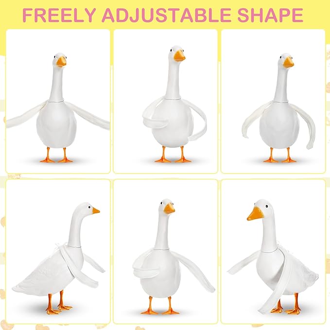 2 Pcs Poseable Goose Wings for 15”- 20" Porch Lawn Goose Outfit Accessories Poseable White Wings for Outdoor Patio Yard Lawn Art Decoration (Flat Edge)