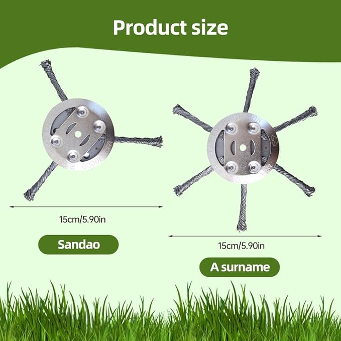 Steel Wire Grass Trimmer Head, 2025 Upgraded String Trimmer Replacement Head, 6 Inch Steel Wire Wheel Grass Trimmer Blade Remover Tool for Lawn Mower Tray (1, 6 Blade)