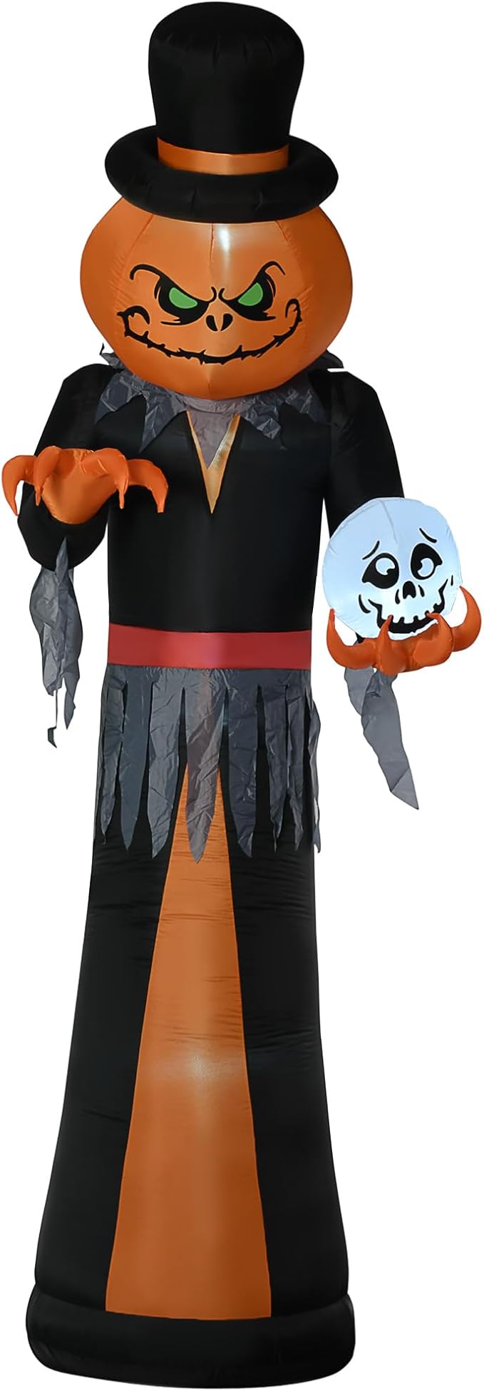 12ft Inflatable Halloween Decoration Pumpkin Reaper with Skeleton Skull, Waterproof Outdoor Decorations, Blow Up LED Yard Decor for Garden, Lawn, Party, Holiday