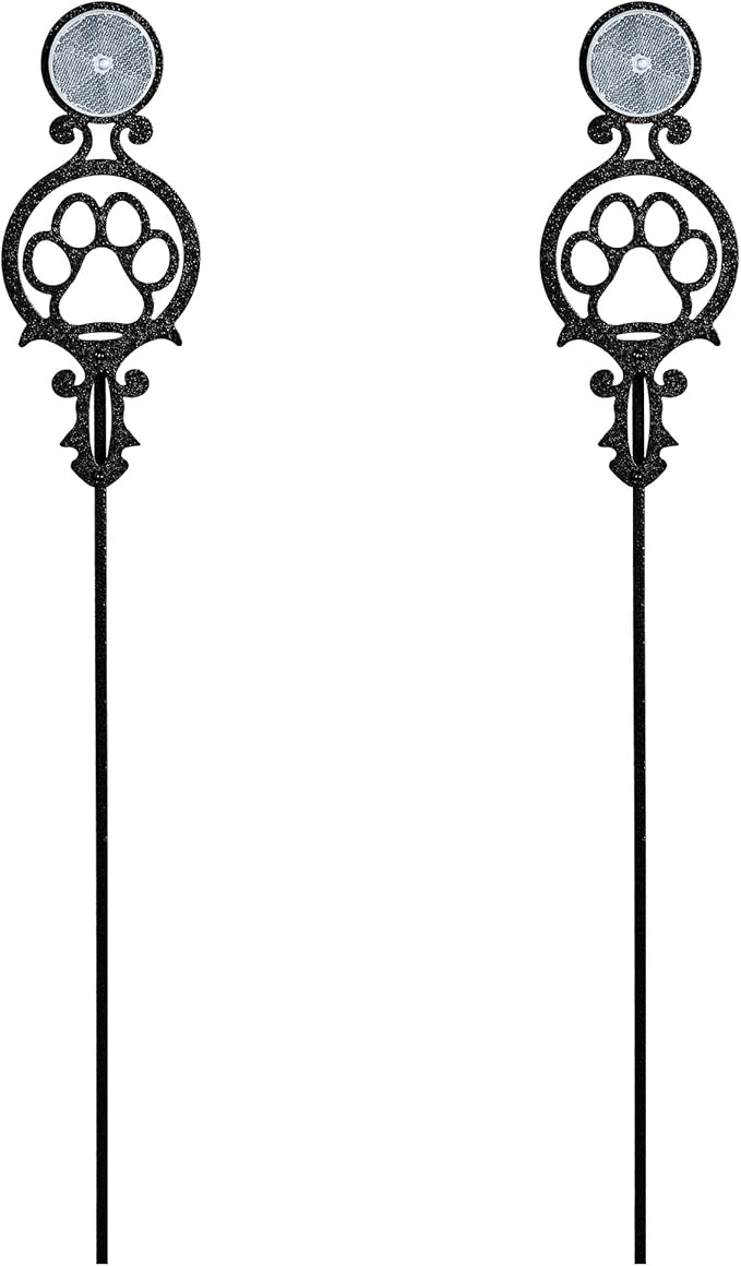 Touch of Class Pathways Reflective Driveway Marker Stake Set of Two for Outdoor Use | Paw Print Design | Personalized Tall Reflector Set of 2 | Black Durable Finish
