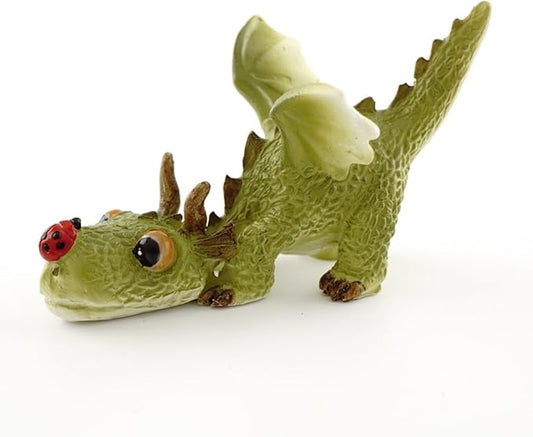 Top Collection 4414 Miniature Fairy Garden & Terrarium Mini Dragon Playing with Ladybug Statue, Small