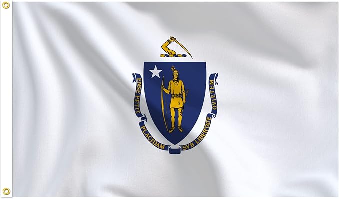 Bradford Massachusetts Flag 3x5 ft Outdoor, Double Sided MA State Flag 3 Layer, Vivid Color MA Flag with 2 Brass Grommets for House Room Decoration