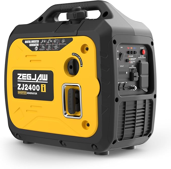 Quiet and Lightweight 2400W Portable Inverter Generator for Home Use, Small Generator for Camping Outdoor Emergency Power Backup, Gas Powered Engine, CO-Sensor, EPA, ECO Mode