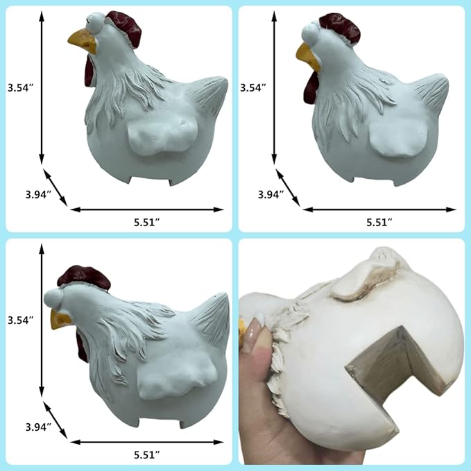 coolboy Chicken Fence Decoration Funny Farm Sculpture Chicken Decorations for Home Garden Stairs,Farm,Patio,Backyard,Resin Craft Chicken Wiht Garden Figurine Statue,3 Chickens a Set