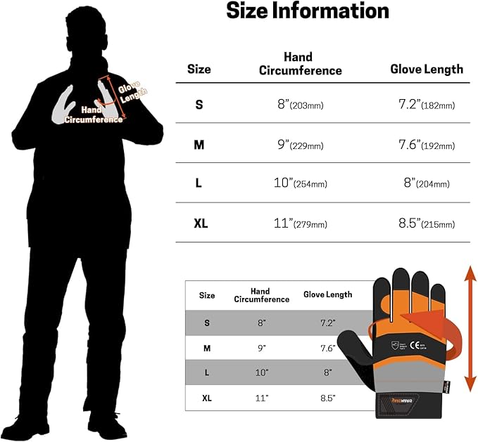 ANTI-CUT Chainsaw Gloves, Touchscreen Chainsaw Work Gloves, 12-Layer Protection on Left Hand Back Only, All Purpose