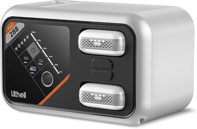 Litheli 288 Series 287Wh Portable Power Station, Lithium Solar Generator with 300W AC Outlet (2×74Wh Packs Shipped Separately), Fast Charge 0–95% in 50 Min for Camping, RV, Van & Outdoor Emergency
