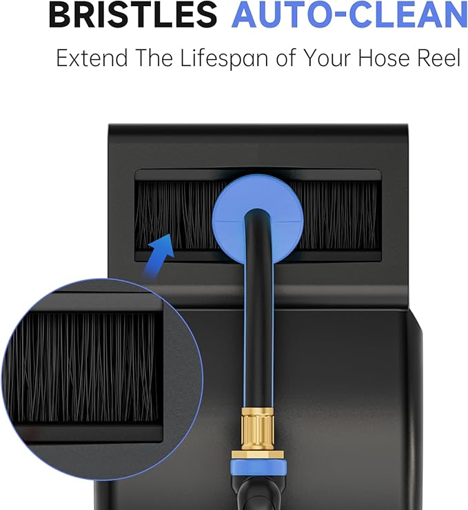 GARDENJOY Retractable Garden Hose Reel, 90 ft x 5/8 inch Heavy Duty Garden Hose with 180°Swivel Wall Mounted Bracket, 10 Pattern Sprayer Nozzle, Any Length Lock & Slow Return System